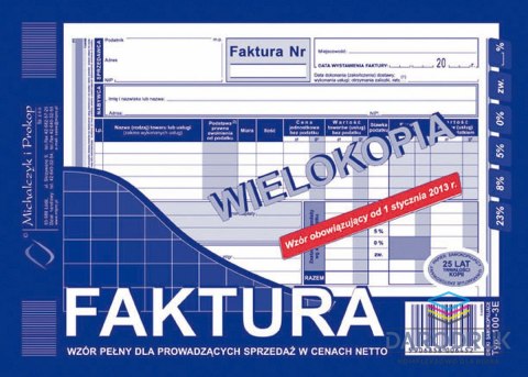 Michalczyk i Prokop Druk samokopiujący A5 Faktura VAT netto pełna 80k. Michalczyk i Prokop (100-3E)