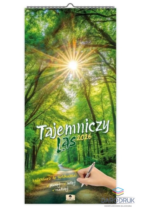 Pan Kalendarzyk Kalendarz ścienny PASKOWY SZEROKI TAJEMNICZY LAS 220mm x 470mm Pan Kalendarzyk (KPS V.5)