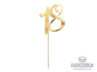 Partydeco Dekoracja na tort Topper na tort 18, złoty, 20.5cm Partydeco (KPT62-18-019)