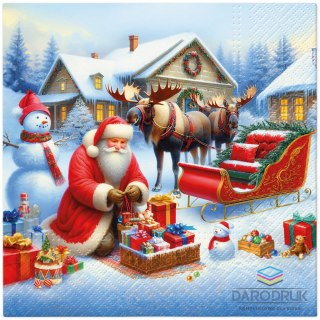 Paw Serwetki Lunch BN Holiday Sleigh Preparation mix nadruk bibuła [mm:] 330x330 Paw (SDL239700)