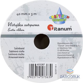 Titanum Wstążka Craft-Fun Series satynowa karbowana 40x3 [mm x m] biała Titanum (BJ25091148-4)